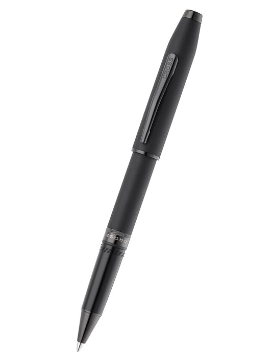 Black pen with metallic accents on a white background